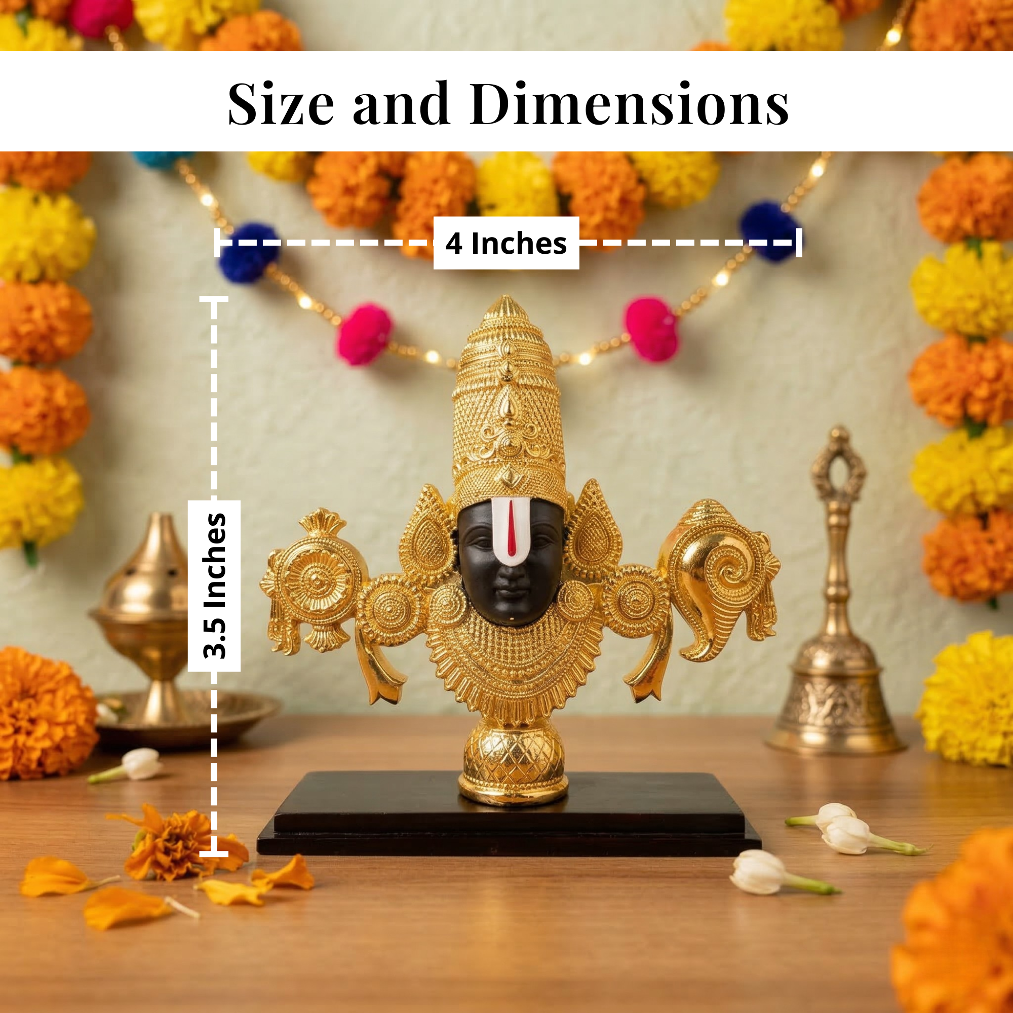 Tirupati Balaji Gold-Plated Idol Secondary image