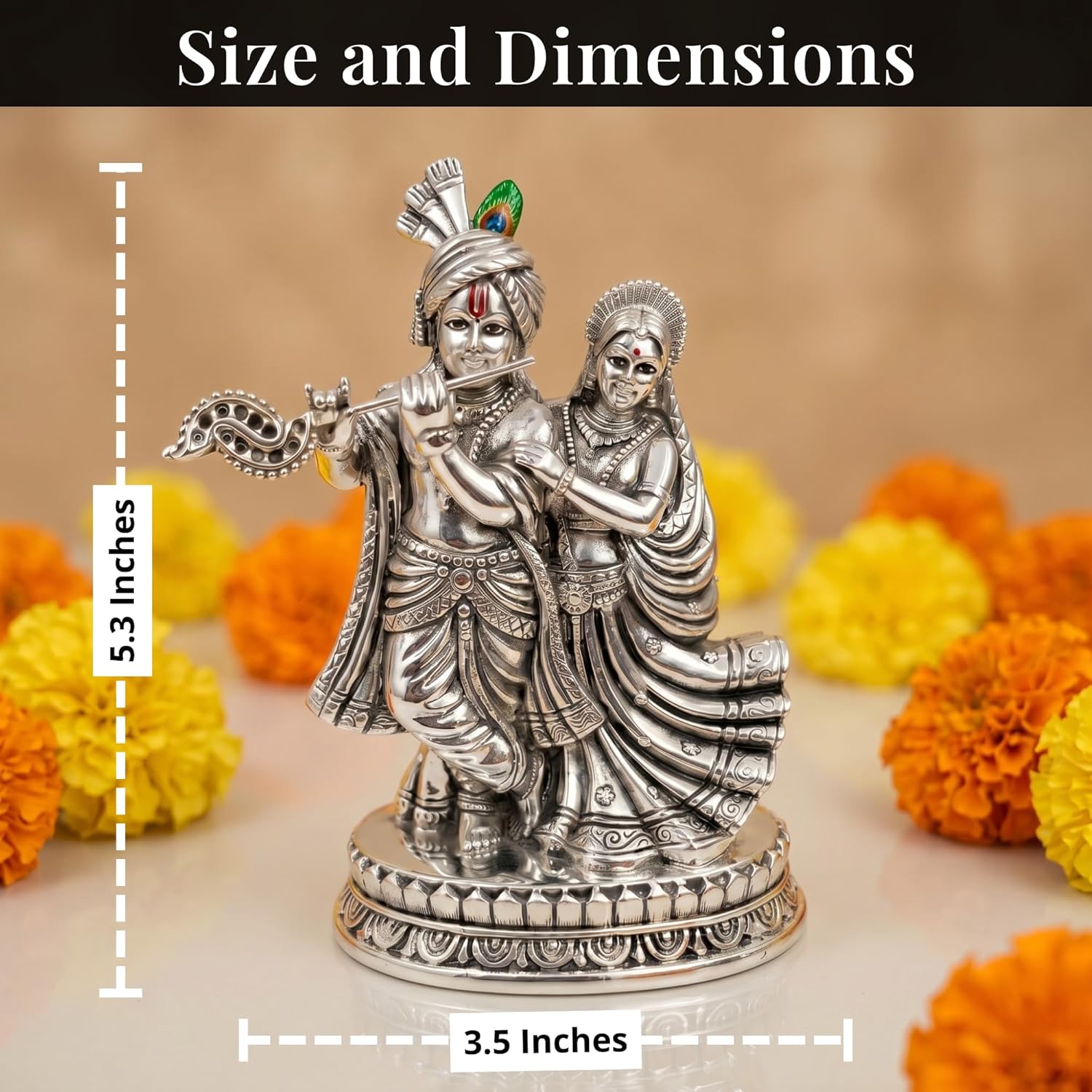 Premium Silver Plated Radha Krishna Idol – 5.3 Inch Secondary image