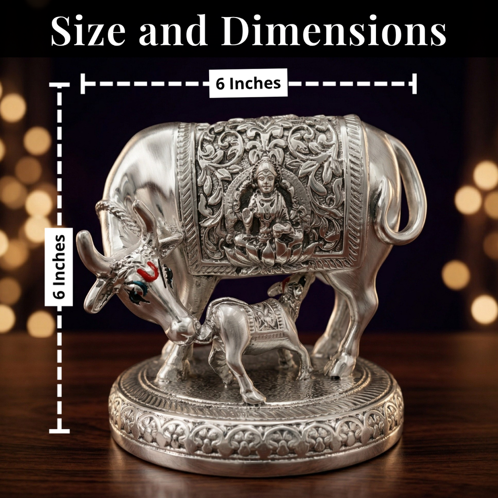 Kamdhenu Cow Silver-Plated Idol