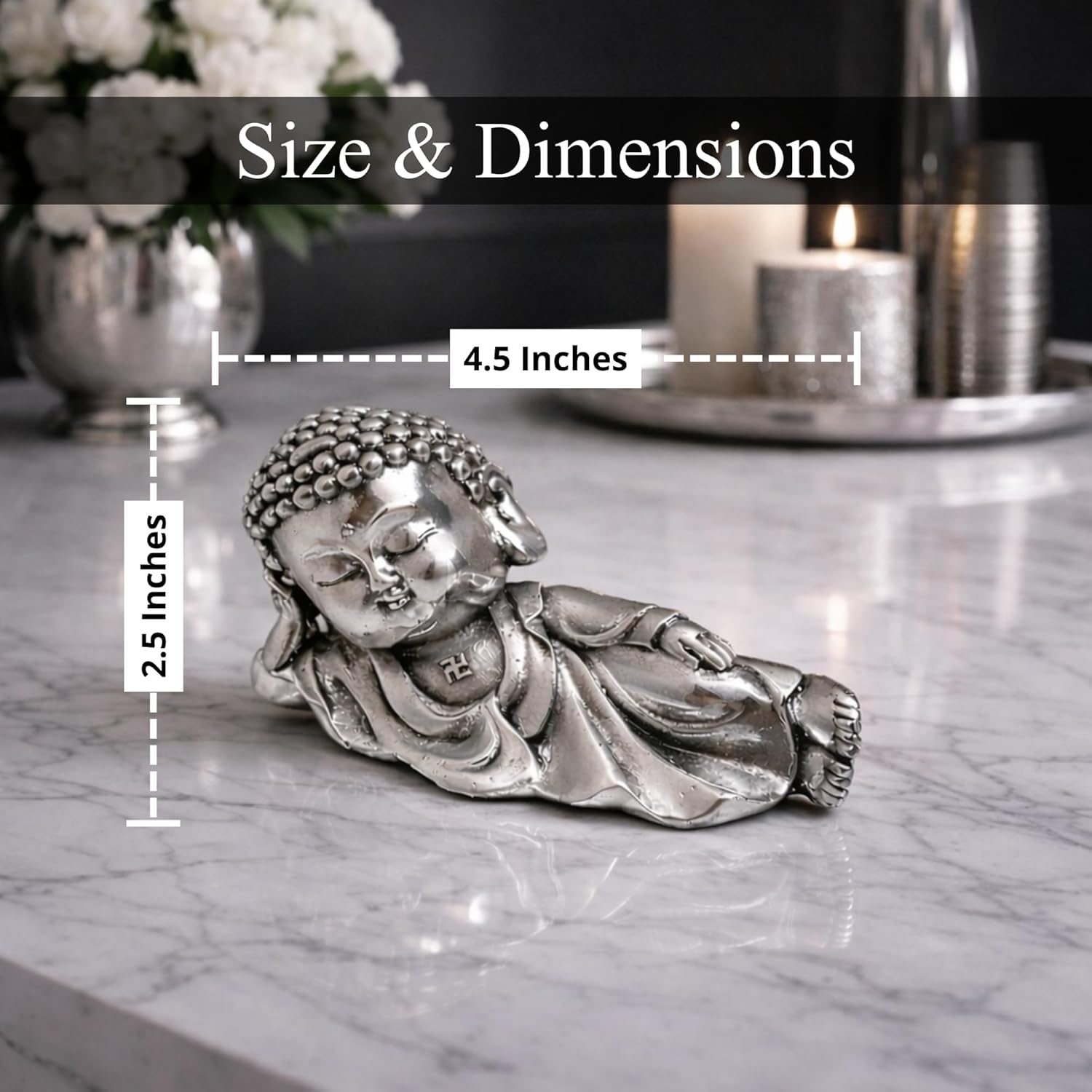 Sleeping Buddha Silver-Plated Idol (4.5") Secondary image