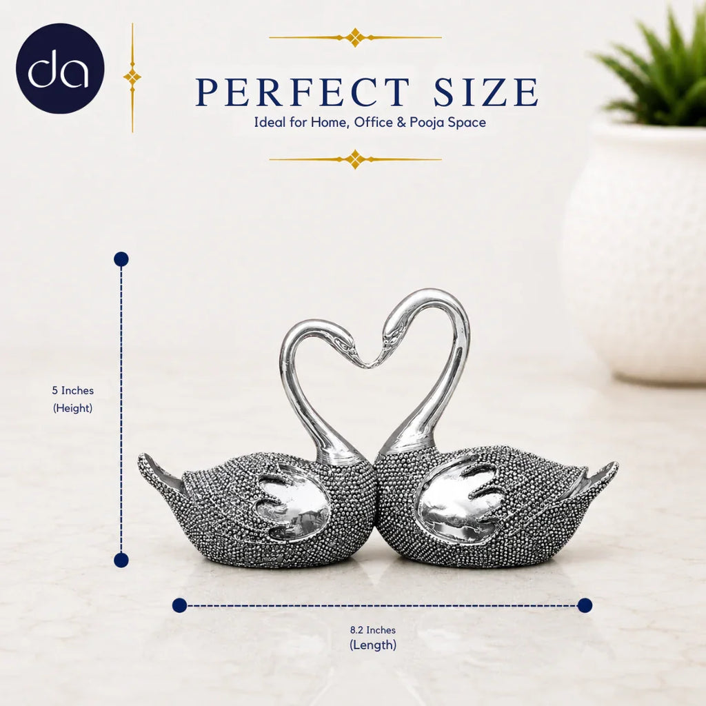 Lovebirds pair silver-plated idol size chart: 8.2 inches long and 5 inches tall