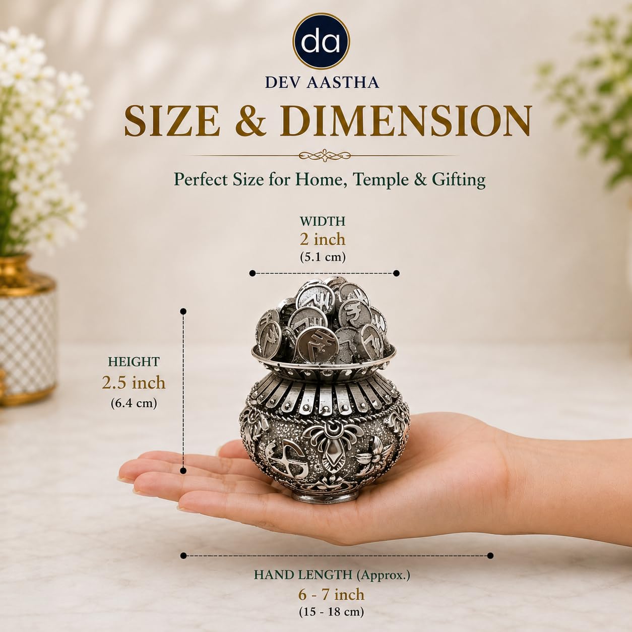 Silver Plated Kalash Khazana | 2.5 Inch