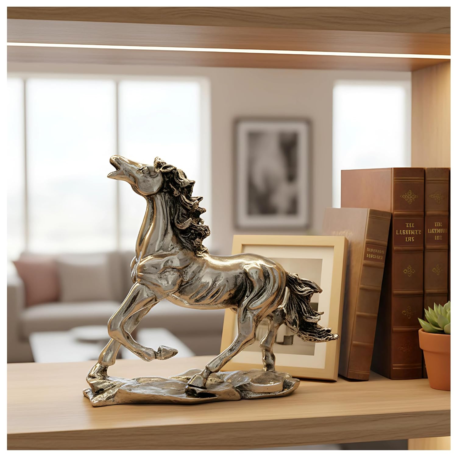Running Horse Silver-Plated Statue (6")