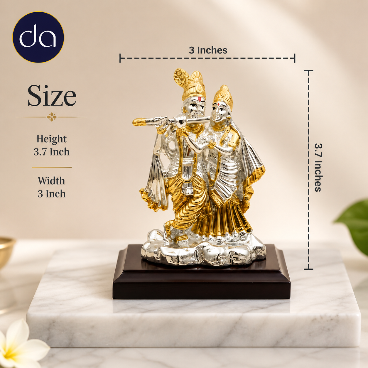 Radha Krishna Silver-Plated Idol (3.7") Secondary image