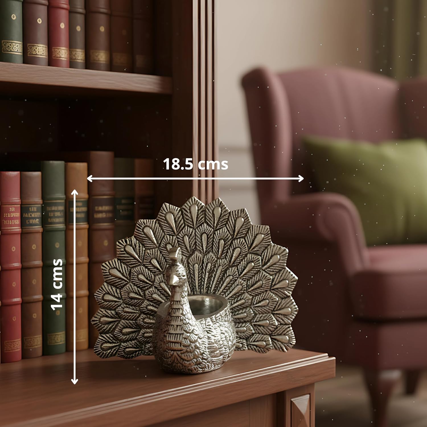 Peacock Candle Holder Silver-Plated (6") Secondary image