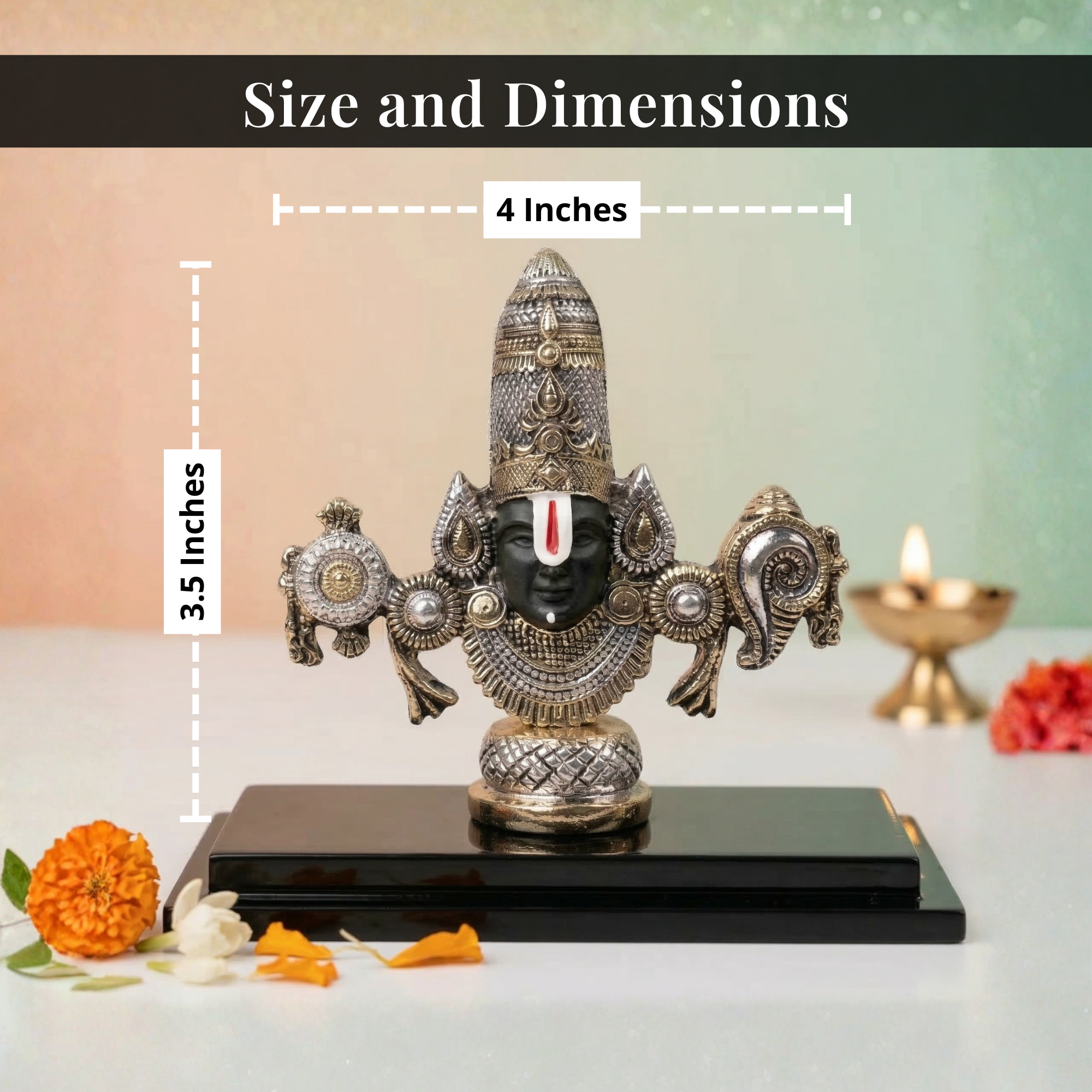 Lord Venkateswara Balaji Antique Silver & Gold Plated Idol Secondary image