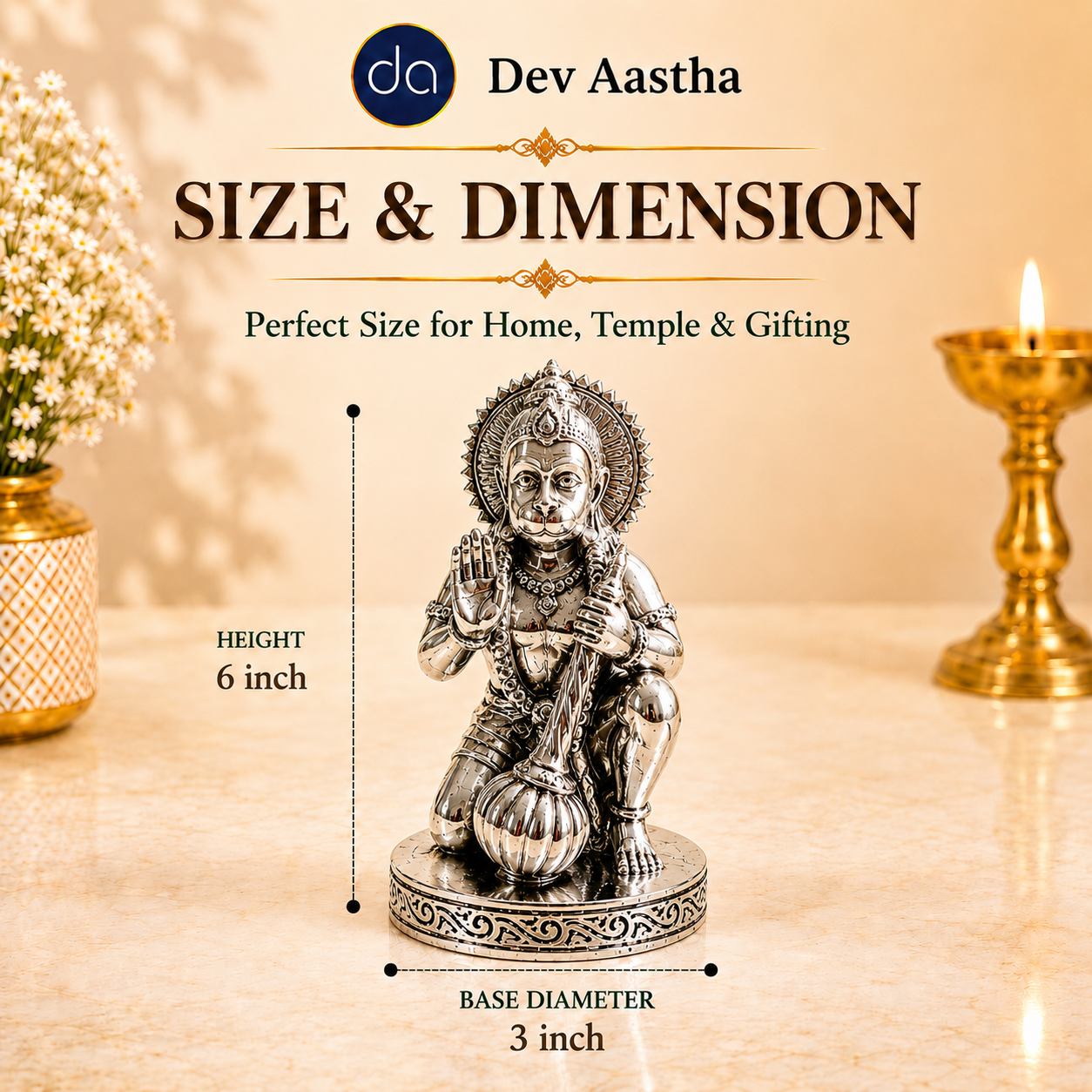 Hanuman Silver-Plated Idol