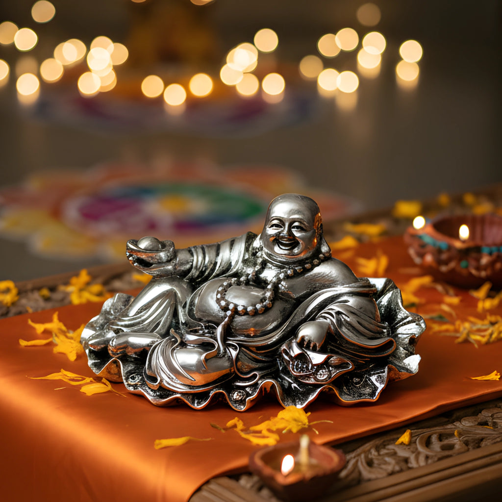 Silver-Plated Laughing Buddha