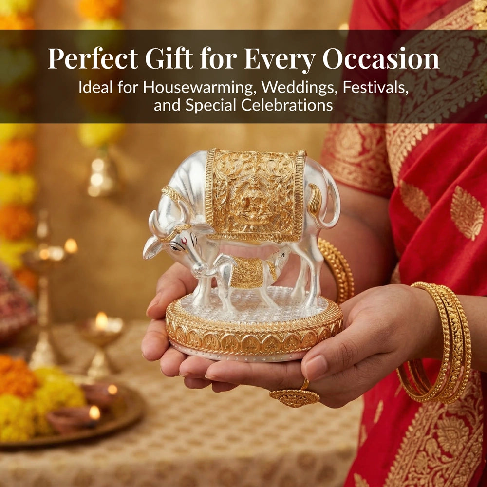 Kamdhenu Cow Gold & Silver-Plated Idol Secondary image