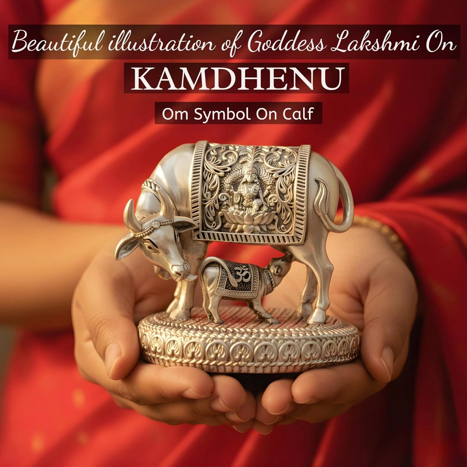 Kamdhenu Cow Silver Plated Idol Secondary image