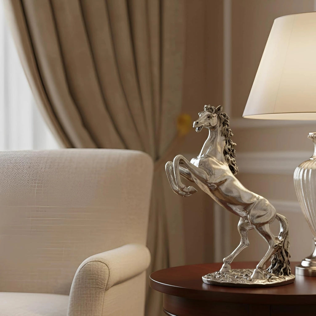 Standing Horse Statue Silver-Plated