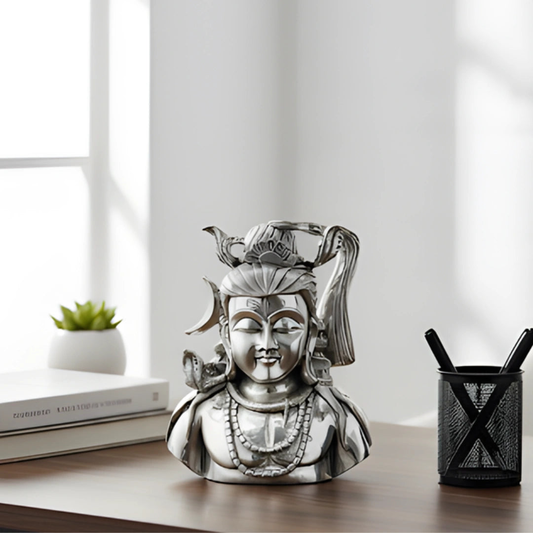 Lord Shiva Face Silver-Plated Idol Secondary image