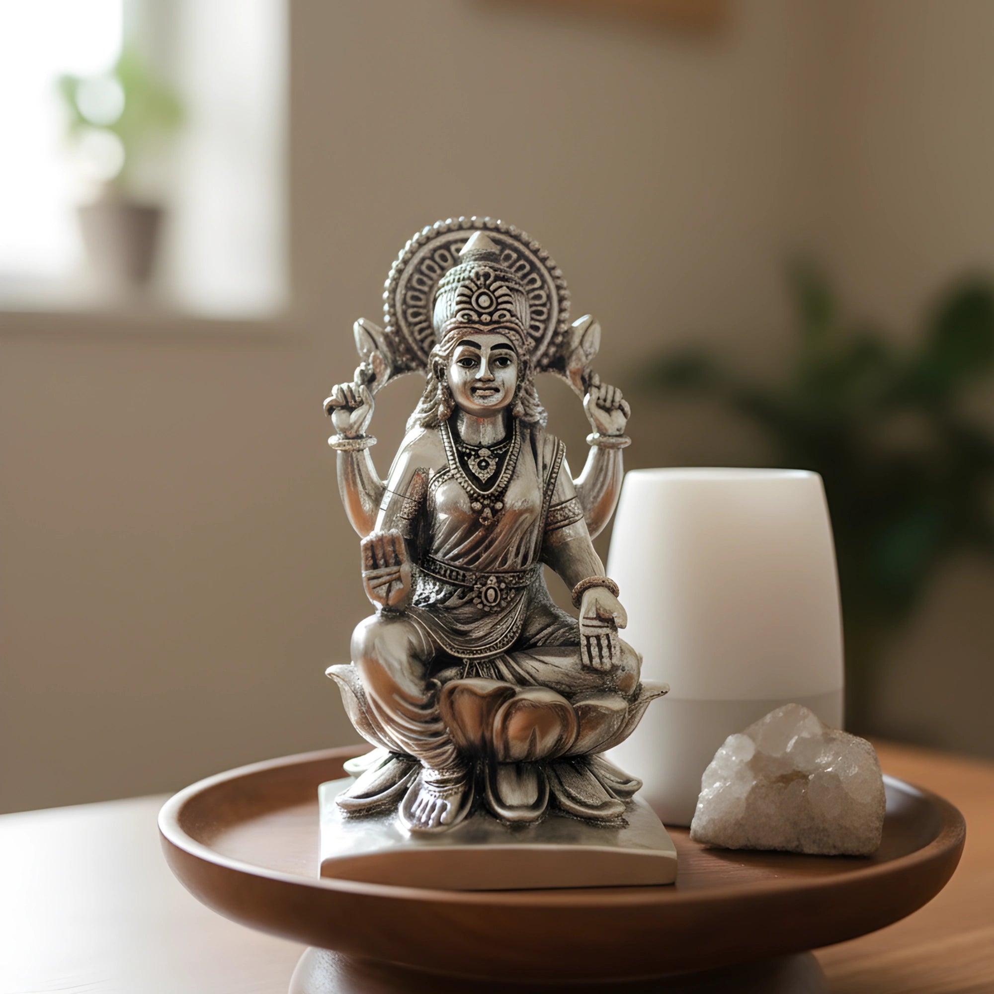 Maa Lakshmi Silver-Plated Idol Secondary image