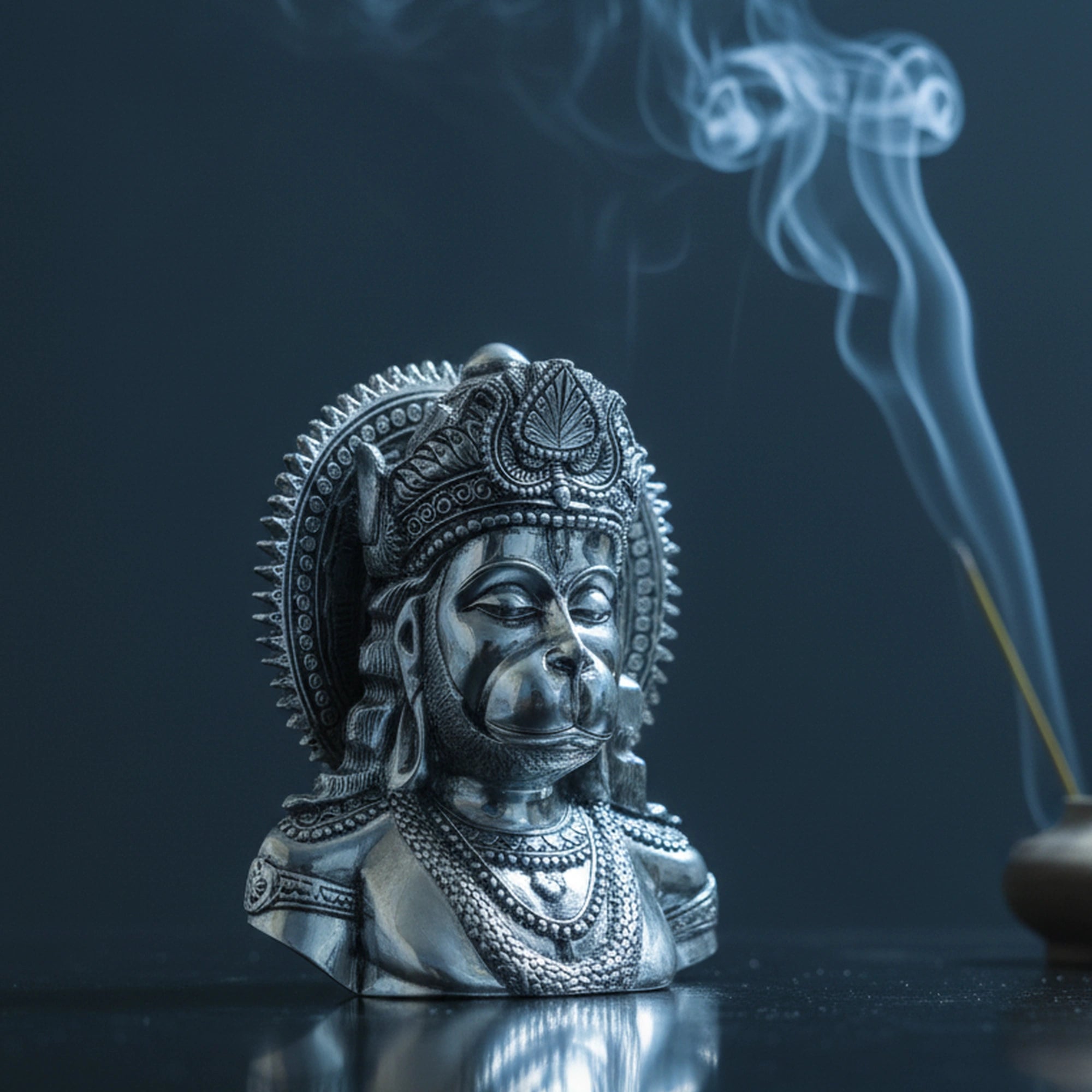 Lord Hanuman Silver-Plated Face Idol Main image