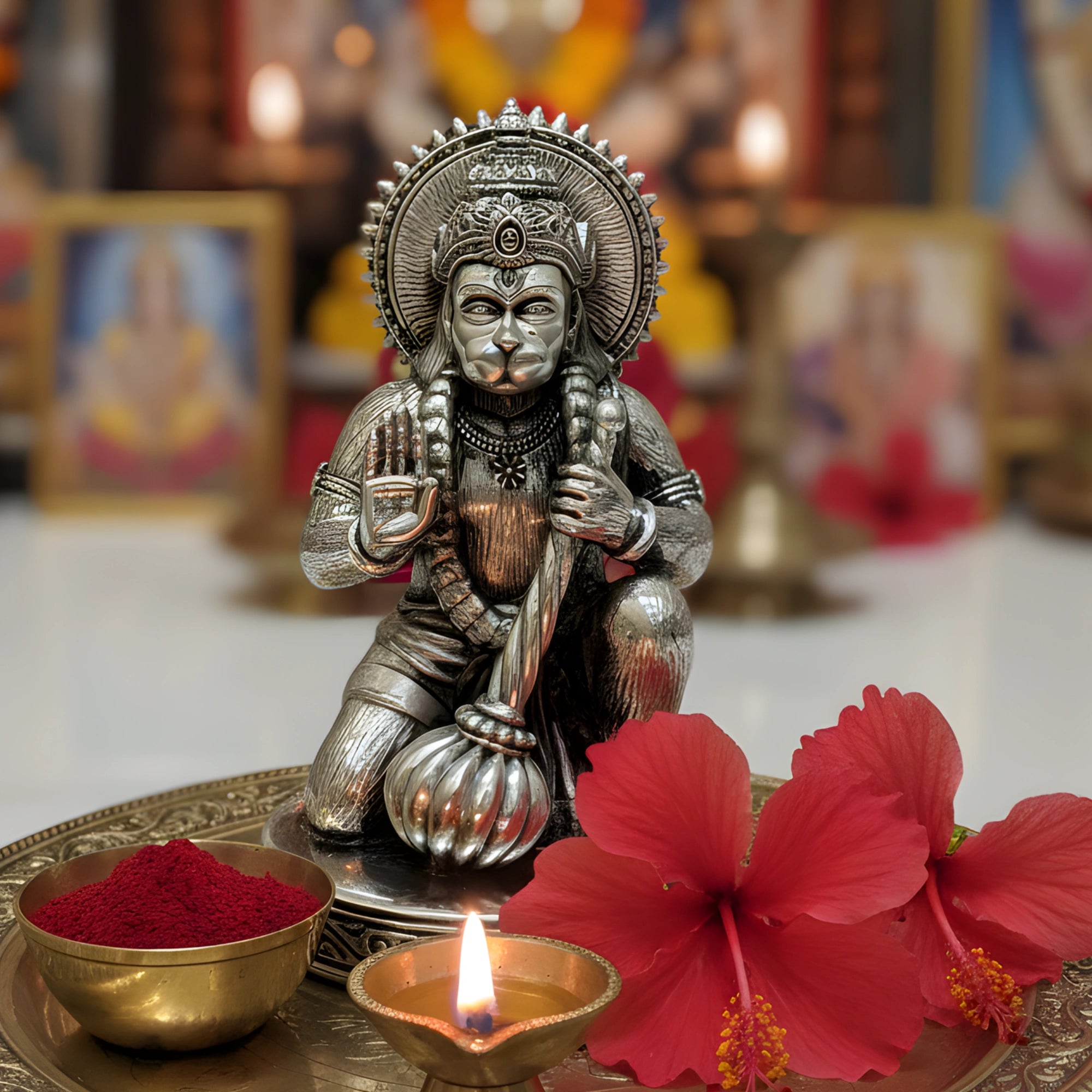 Lord Hanuman Silver-Plated Idol