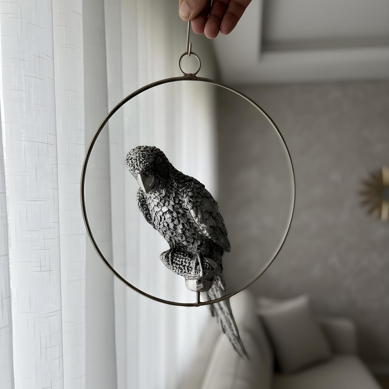 Hanging Parrot Silver-Plated Showpiece (8")