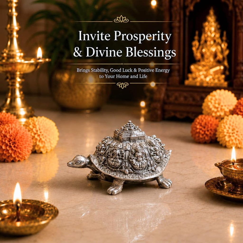 Ashta Lakshmi Tortoise Silver-Plated Idol