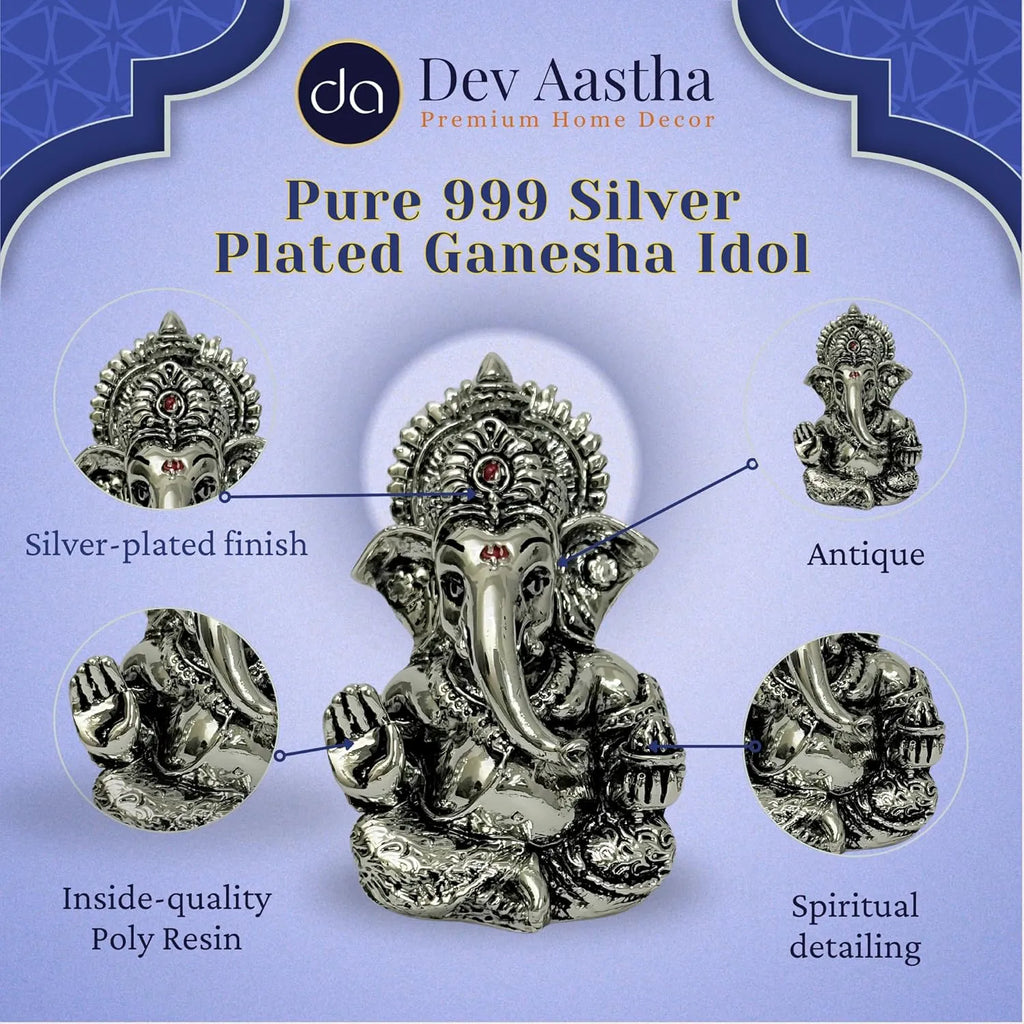 Lord Ganesha Idol – Silver-Plated