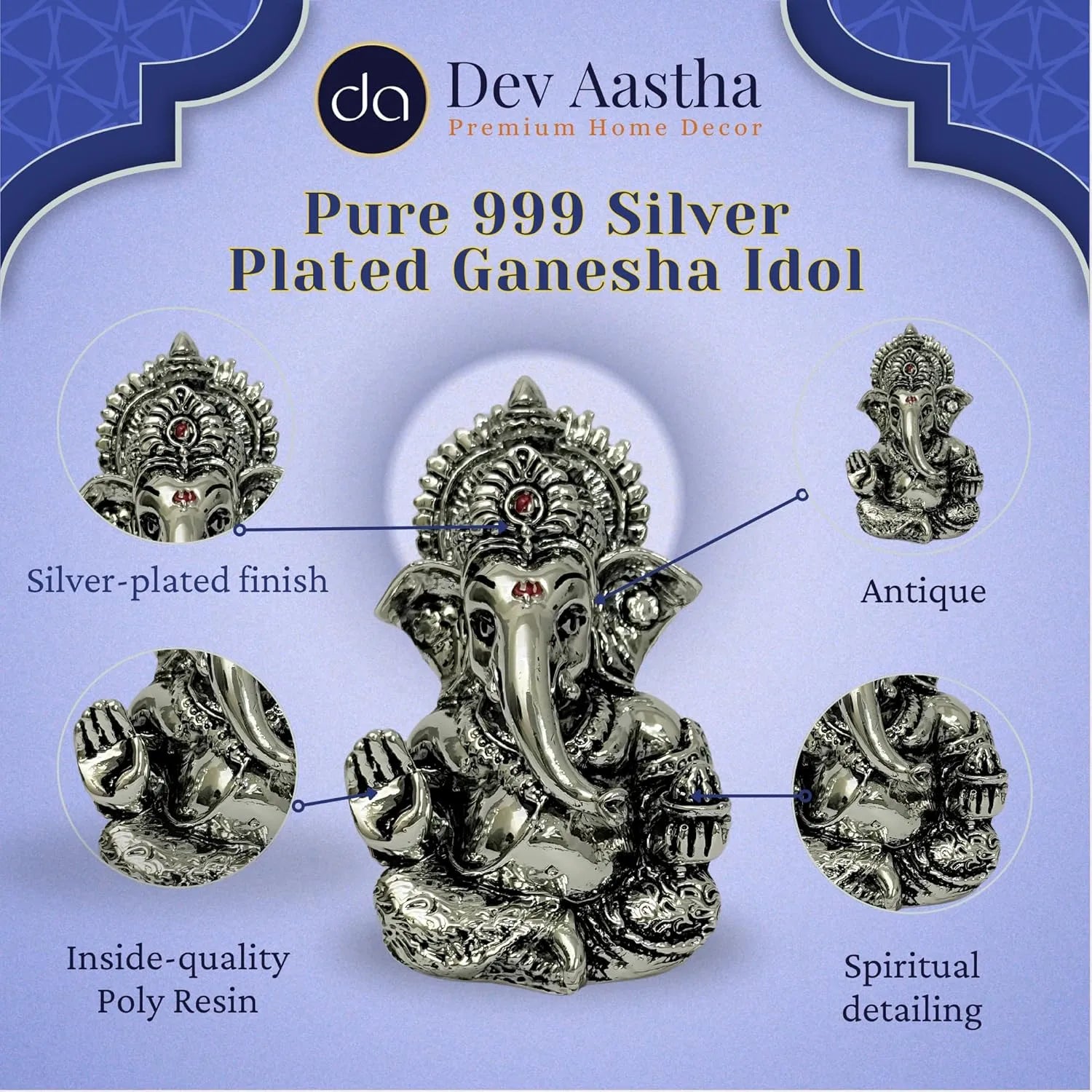 Lord Ganesha Idol – Silver-Plated