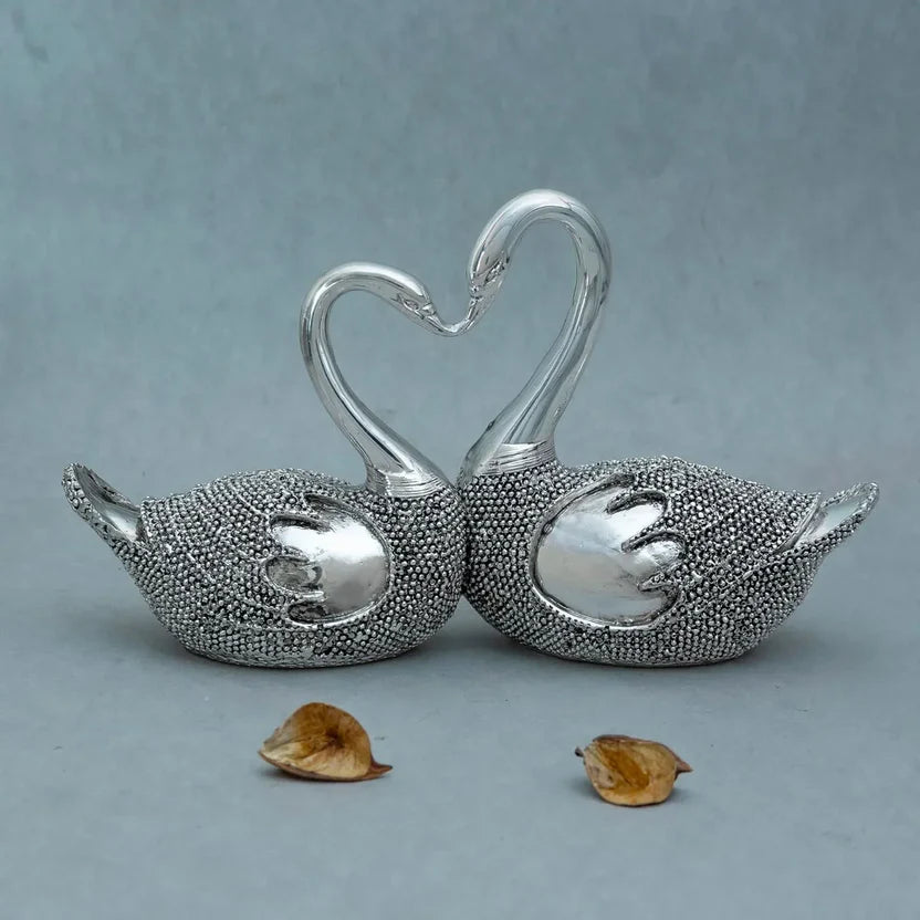 Lovebirds Pair Silver-Plated Idol (3.5")