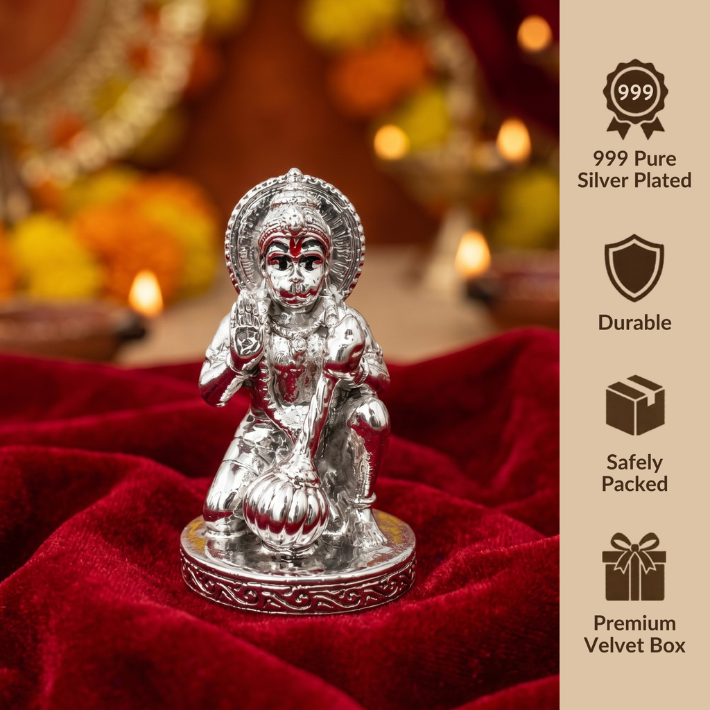 Hanuman Silver-Plated Idol