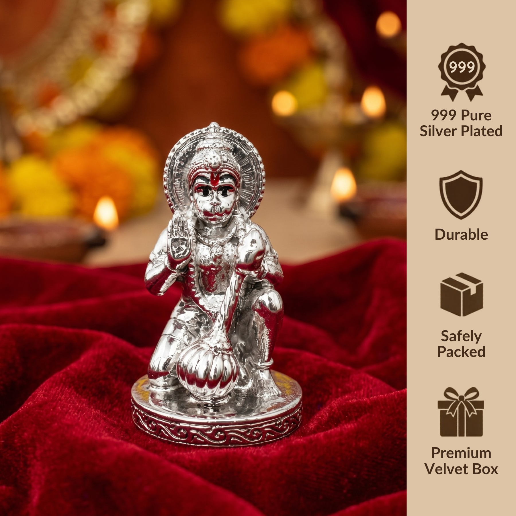 Hanuman Silver-Plated Idol