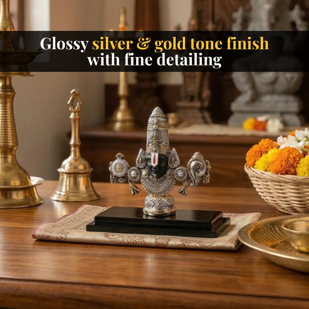 Lord Venkateswara Balaji Antique Silver & Gold Plated Idol