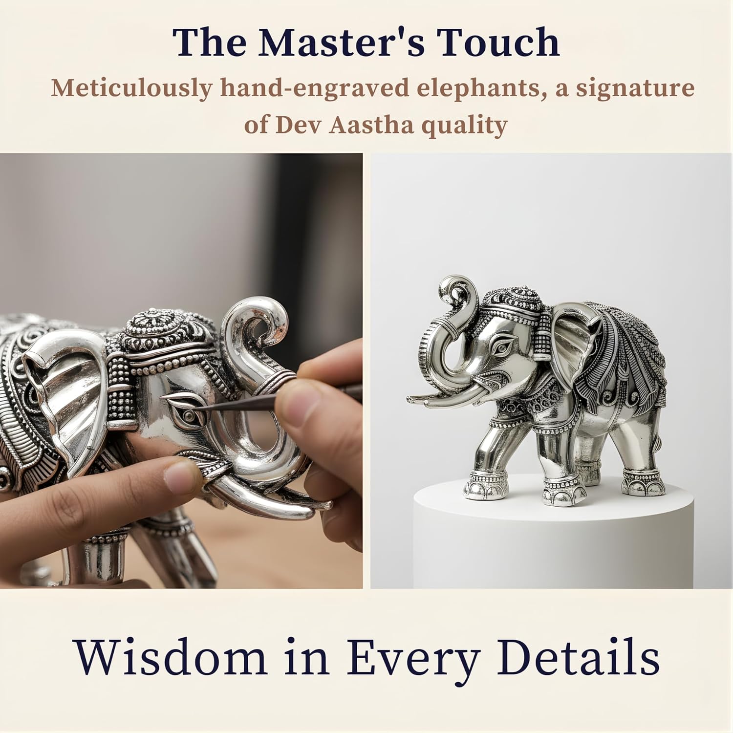 Elephant Murti Set Silver-Plated