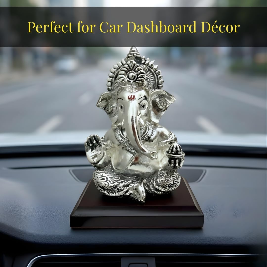 Ganesha Silver-Plated Idol (3.7")