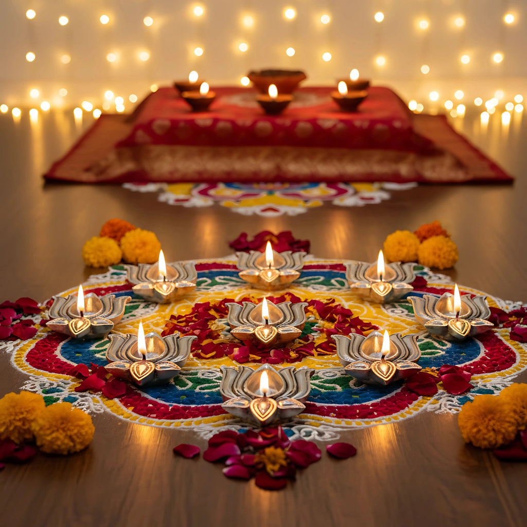 Lotus Diyas Set of 11 - 999 Silver-Plated