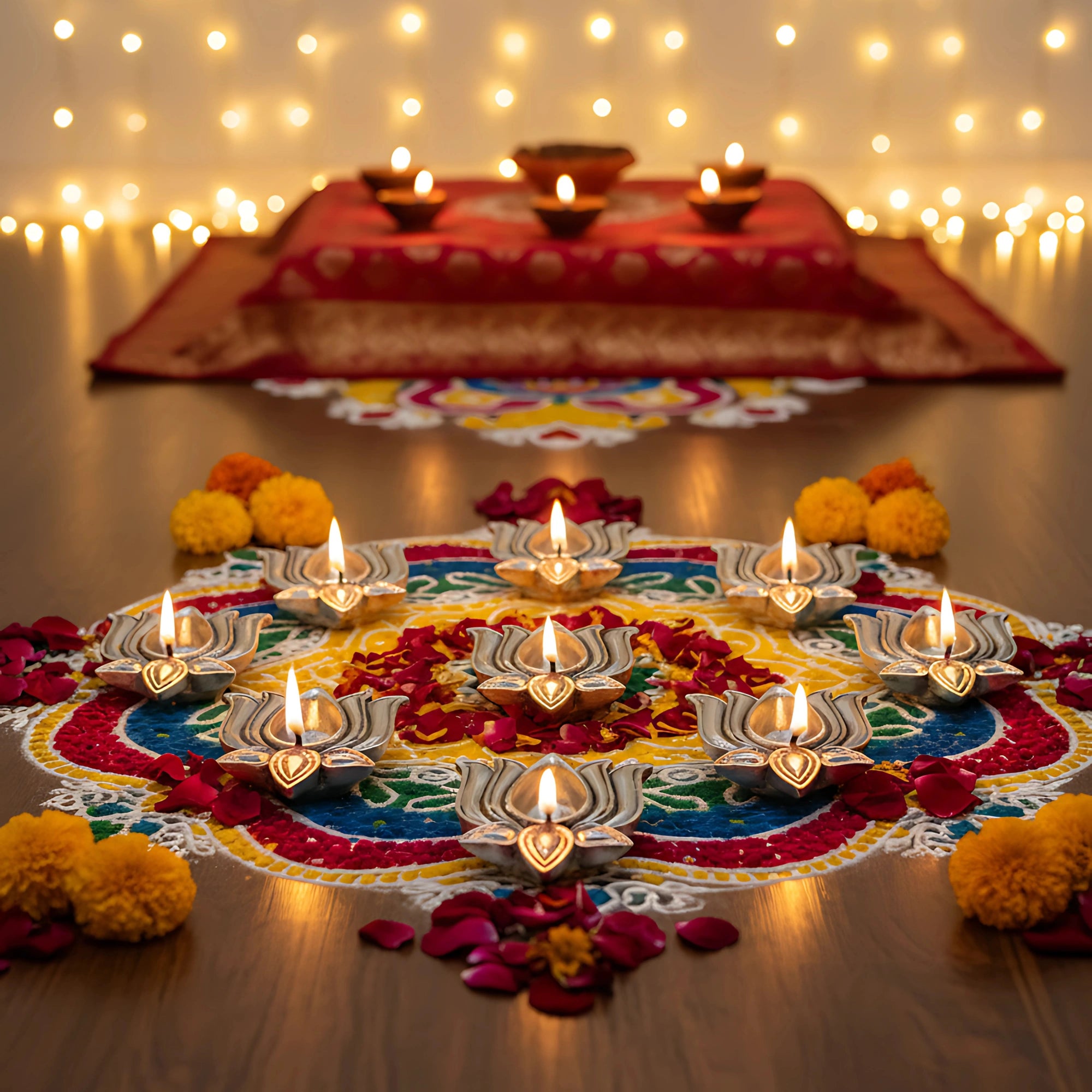 Lotus Diyas | Set of 2 Diyas |Silver Plated