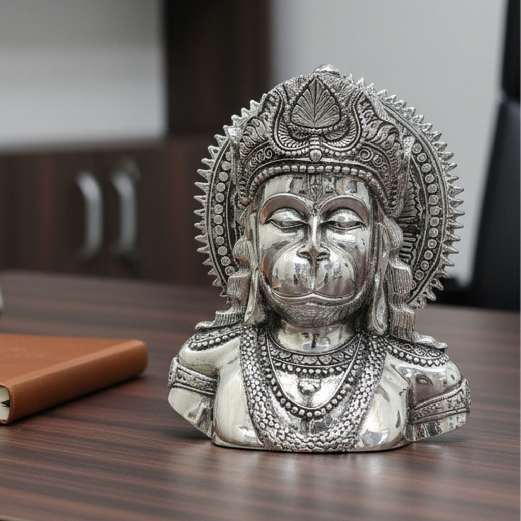 Lord Hanuman Silver-Plated Face Idol