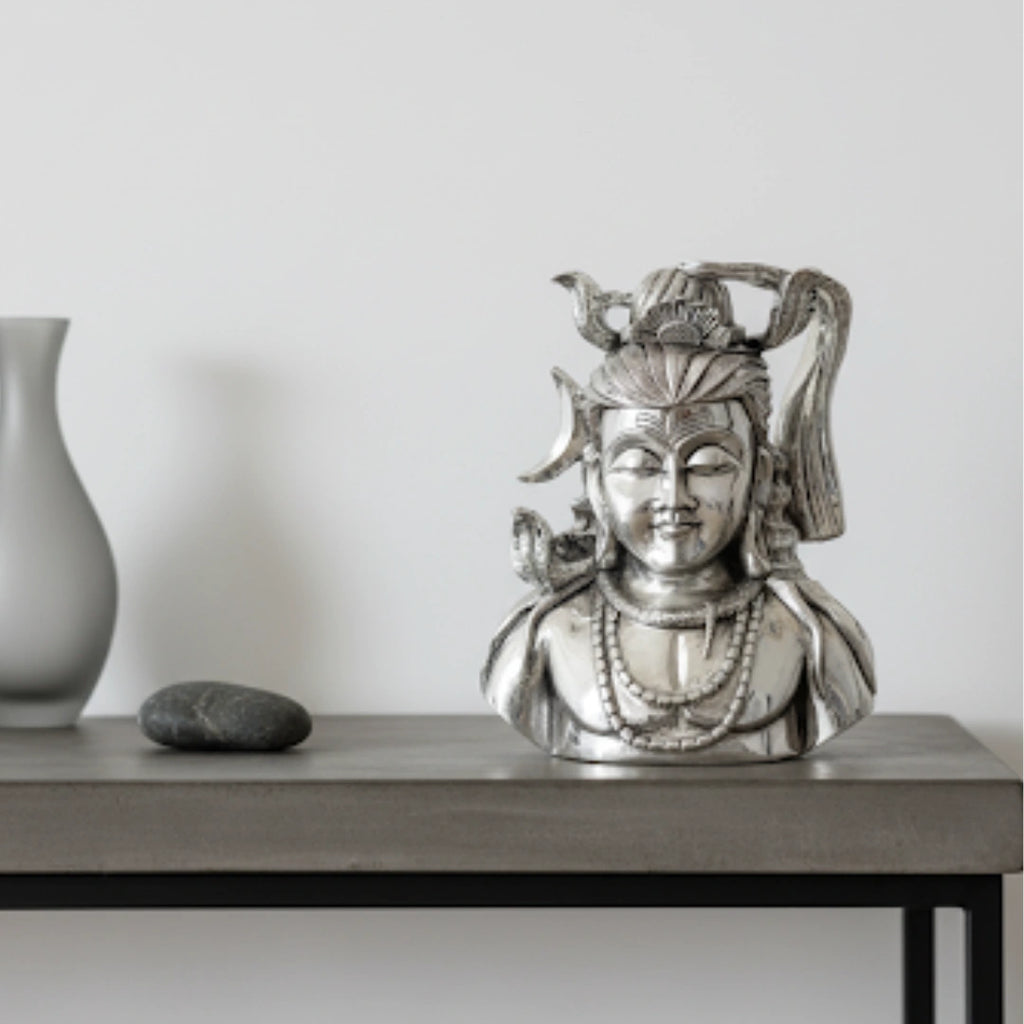 Lord Shiva Face Silver-Plated Idol