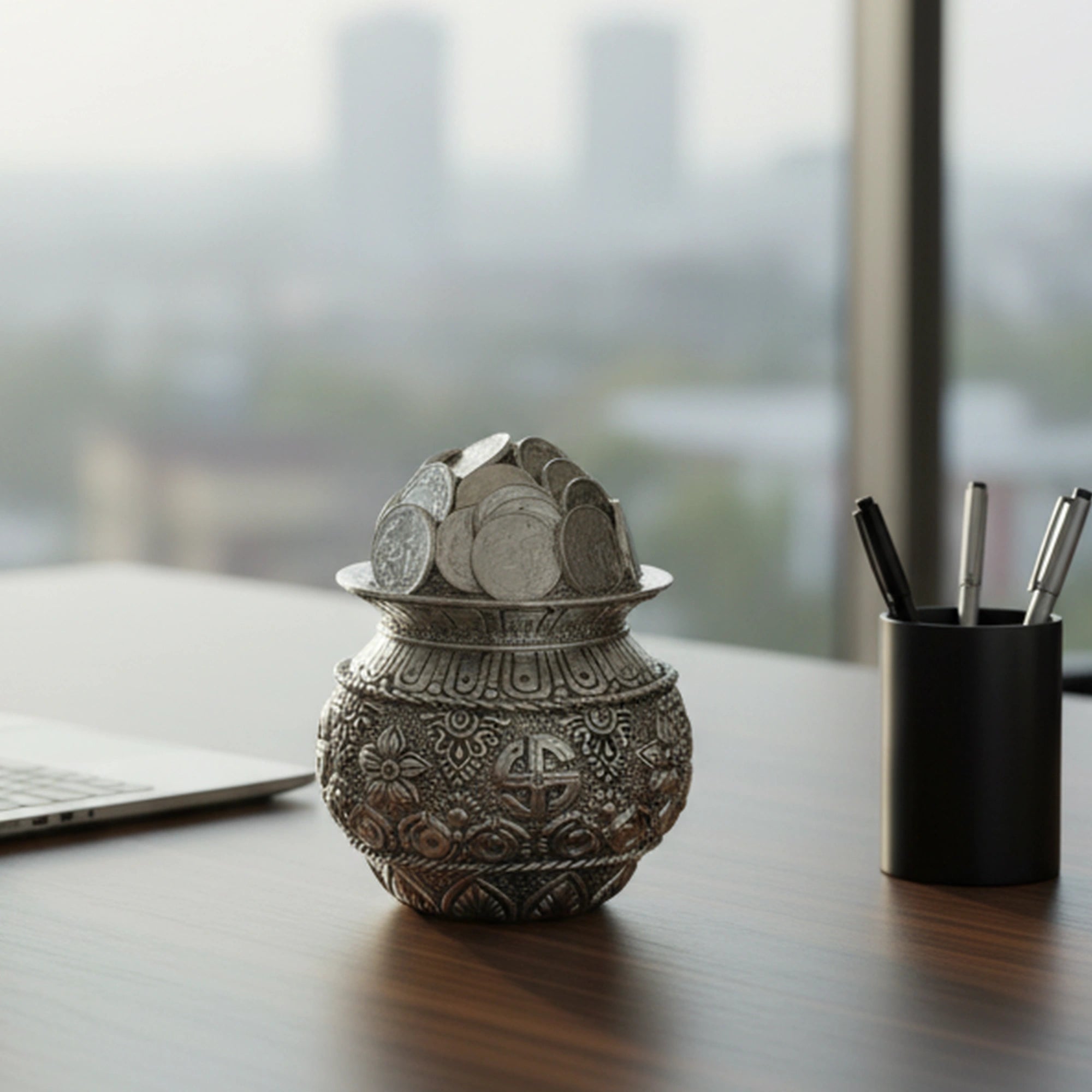 Kalash Khazana Silver-Plated showpiece