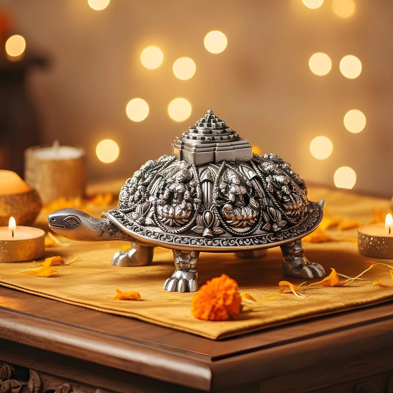 Ashta Lakshmi Tortoise Idol 999 Silver-Plated
