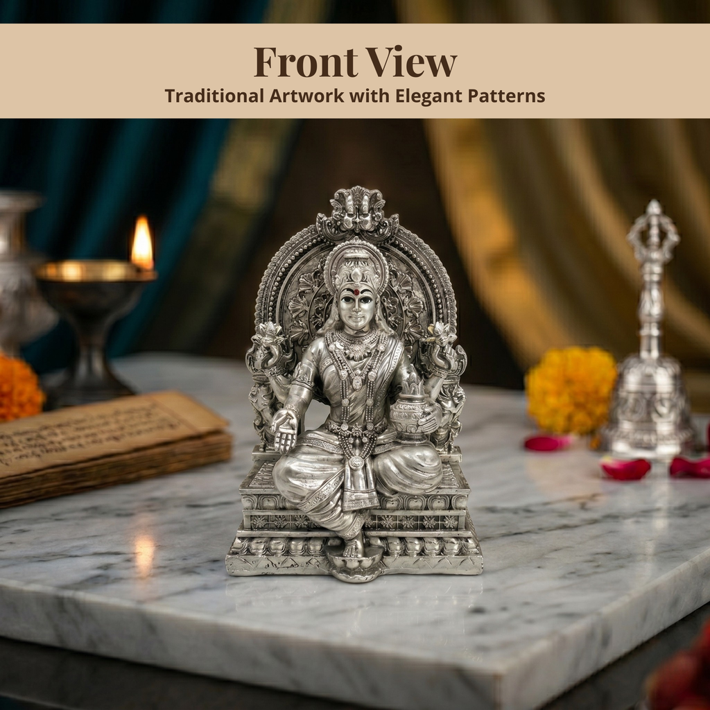 Lakshmi Silver-Plated Idol (3.7")