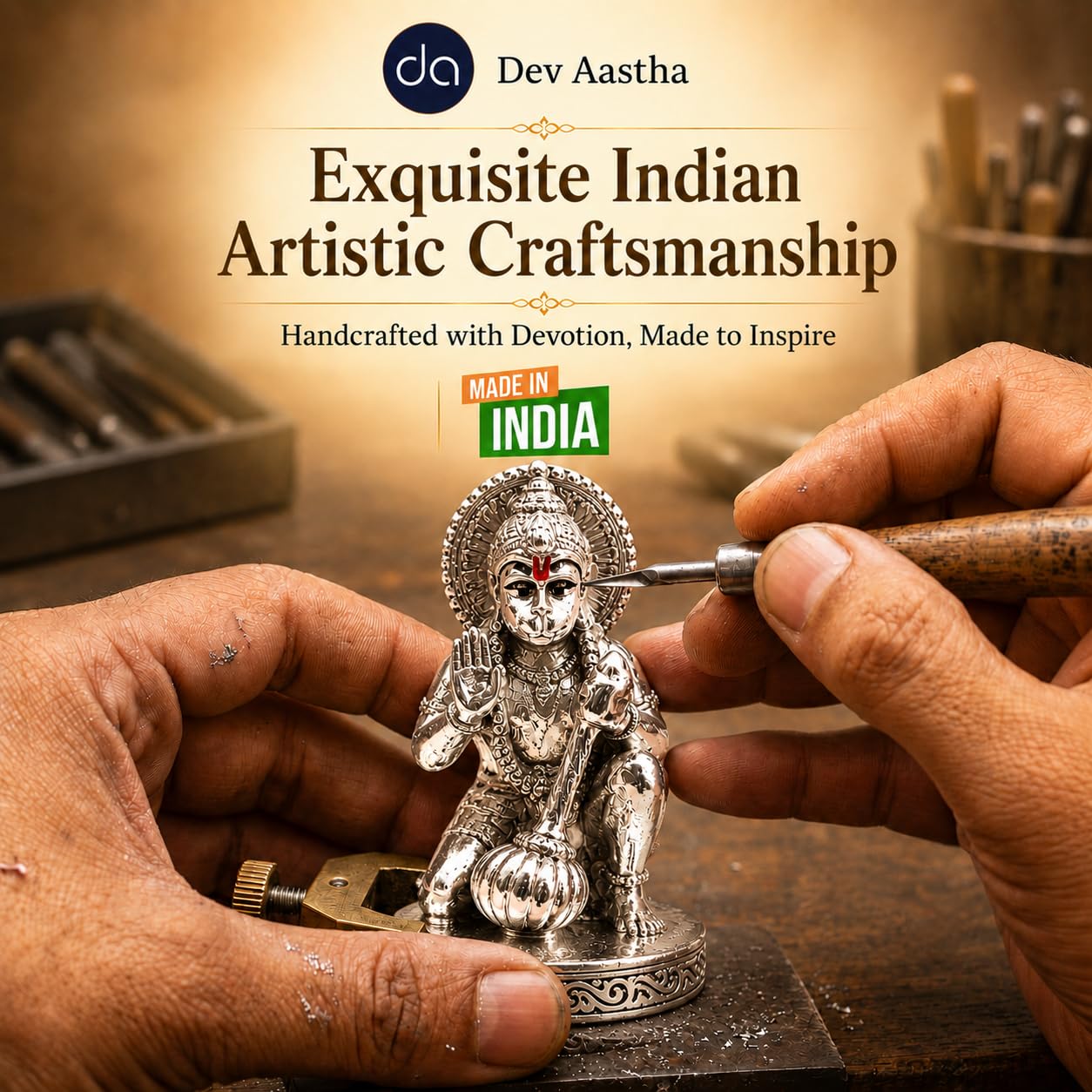 Hanuman Silver-Plated Idol