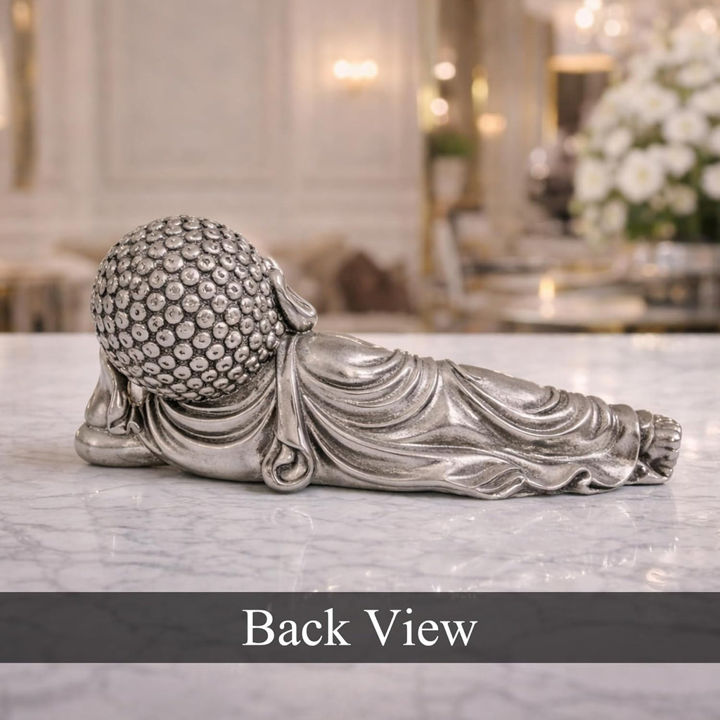 Sleeping Buddha Silver-Plated Idol (4.5")