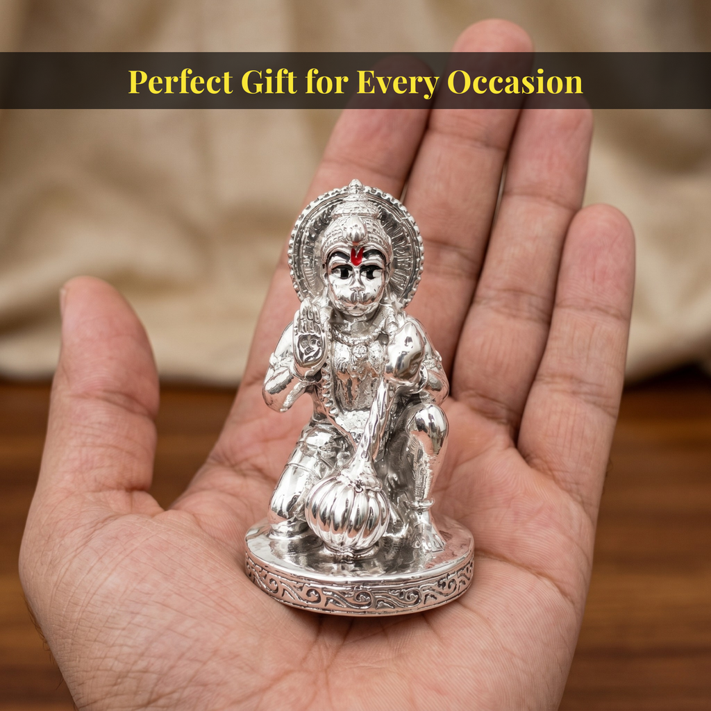 Hanuman Silver-Plated Idol