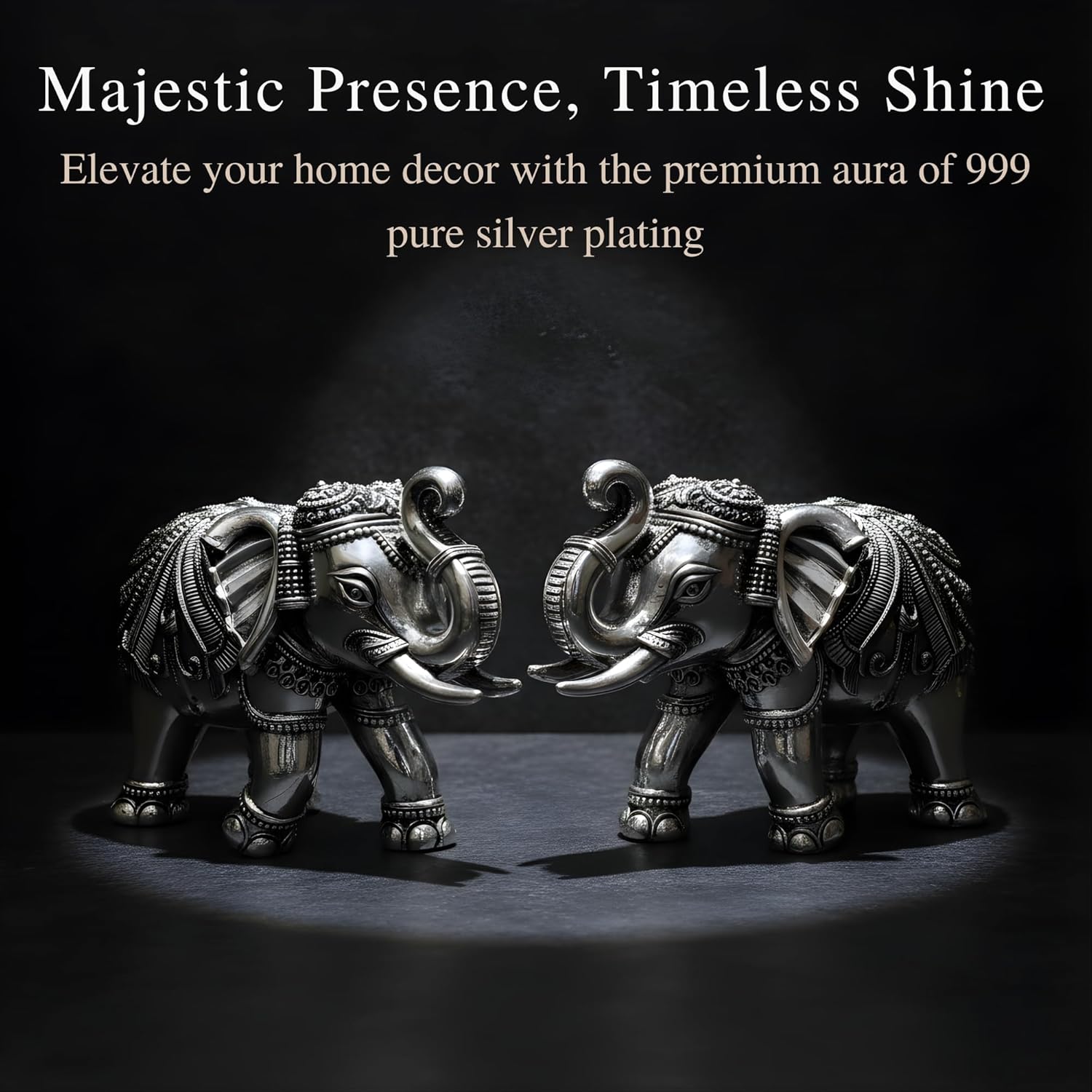 Elephant Murti Set Silver-Plated