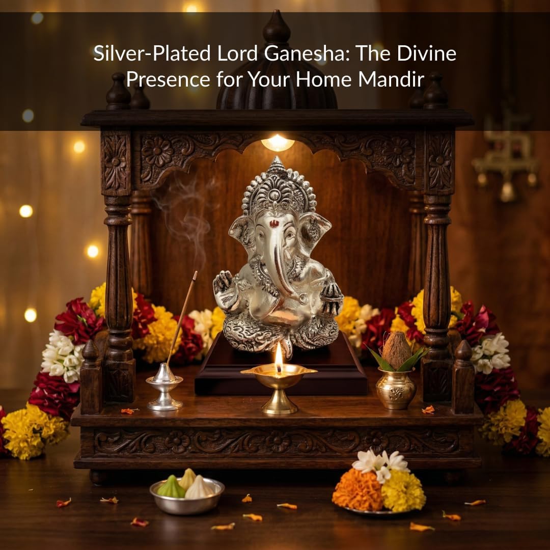 Ganesha Silver-Plated Idol (3.7")