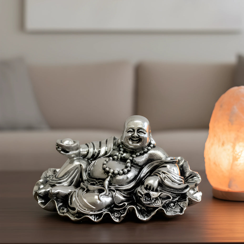 Silver-Plated Laughing Buddha
