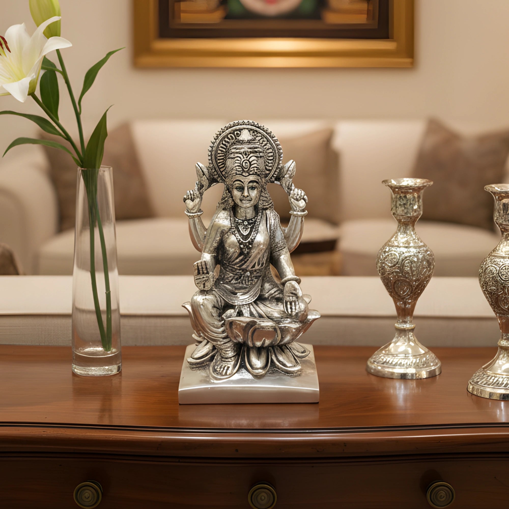 Maa Lakshmi Silver-Plated Idol