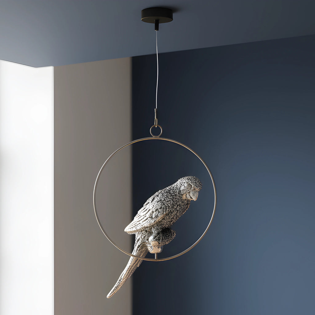 Hanging Parrot Silver-Plated Showpiece