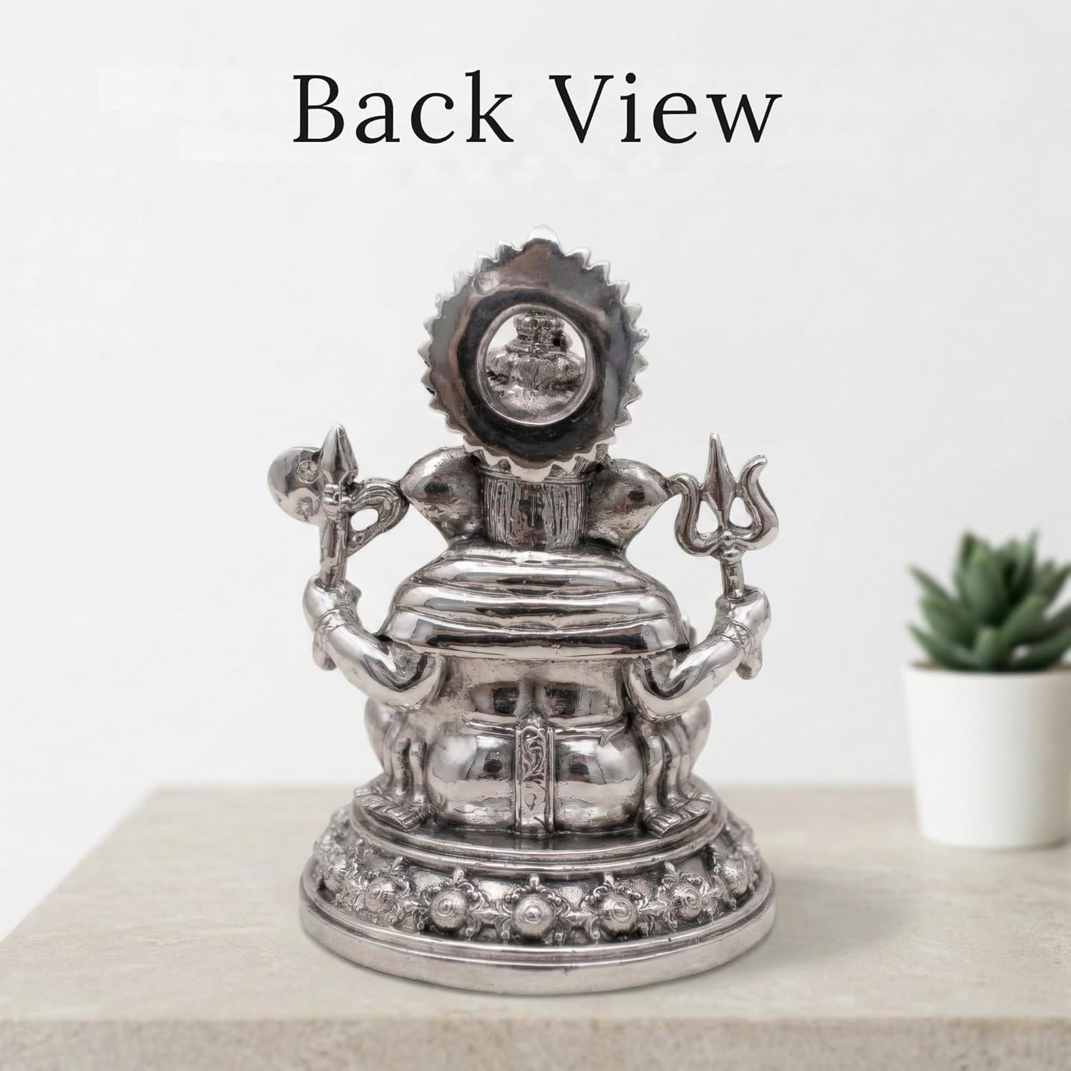 Trishul Ganesh Silver Plated Idol (3")