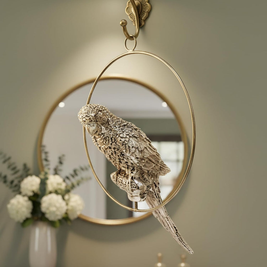 Hanging Parrot Silver-Plated Showpiece (8")