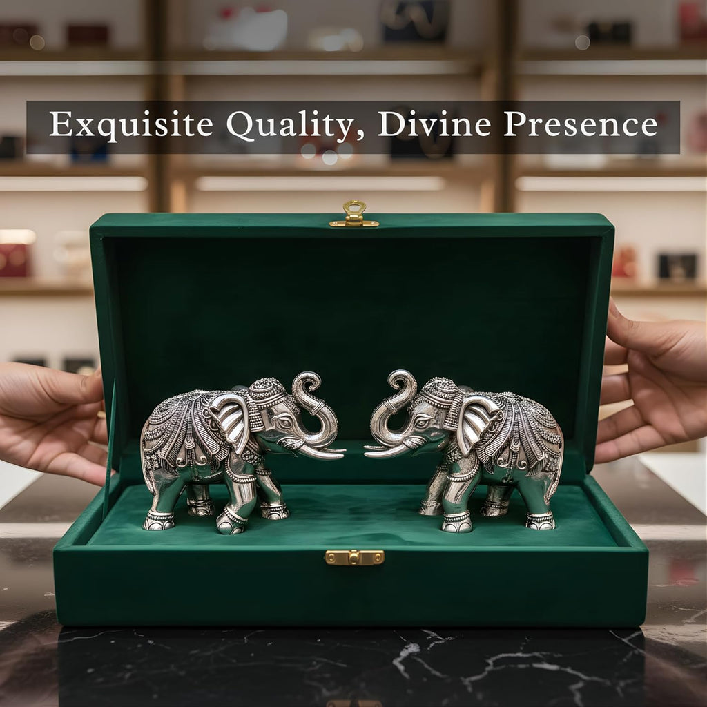 Elephant Murti Set Silver-Plated