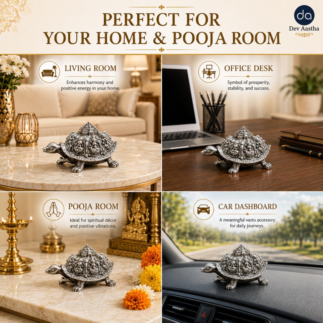 Ashta Lakshmi Tortoise Silver-Plated Idol