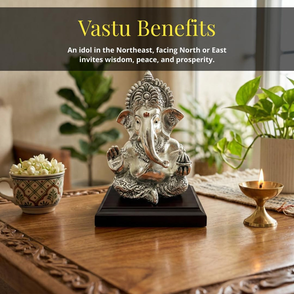 Ganesha Silver-Plated Idol (3.7")