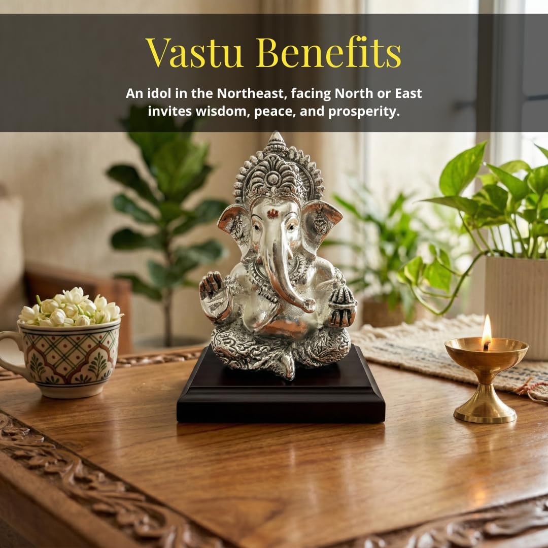 Ganesha Silver-Plated Idol (3.7")
